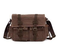 VARLIVOO Vintage Sacs bandoulière Homme Sac Messager pour Hommes Sacs pour Ordinateur Portable 14" Cartable Briefcase Travail L'école Toile Marron B