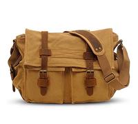 VARLIVOO Vintage Sacs bandoulière Homme Sac Messager pour Hommes Sacs pour Ordinateur Portable 14" Cartable Briefcase Travail L'école Toile Kaki