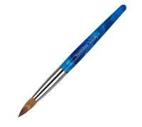 varnishea Pure Kolinsky Brosse à ongles en acrylique avec manche tourbillon bleu et blanc avec virole argentée de forme ronde pour manucure professionnelle pour nail art poudre acrylique application