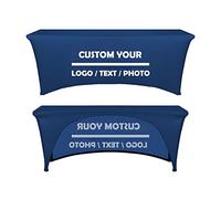 Varnmrop Nappe en Spandex Extensible Personnalisée avec Texte du Logo - Nappes Personnalisées pour Salons, Evénements, Anniversaires de Mariage (6FT 114" x 79" (289 * 200cm))