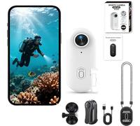 Varnock S1 Caméra d'action 4K avec WiFi, 128 Go, mini caméra ultra HD compacte pour moto, vélo, animaux de compagnie, voyage et sport, étanche (4 K-128 Go, blanc)