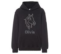 Varsany Sweat à capuche licorne personnalisable pour fille - Justaucorps de danse - Vêtements pour enfants - Anniversaire pour enfants, Noir - Transparent, 5-6 ans