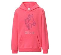 Varsany Sweat à capuche licorne personnalisable pour fille - Justaucorps de danse - Vêtements pour enfants - Anniversaire pour enfants, Rose - Rose vif, 11-13 ans