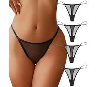 Varsbaby Femme G String Tanga Pack de 4 Sexy Femme sous-vêtements, Souplesse Conforts Panties Multipack S-XL(N112,Black,4pcs,XL)