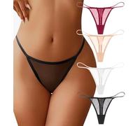 Varsbaby Femme G String Tanga Pack de 4 Sexy Femme sous-vêtements, Souplesse Conforts Panties Multipack S-XL(N112,Black+Red+White+Beige,L)