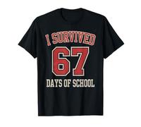 Varsity I Survived 67 Jours D'ÉCOLE Blague Six Seven Brain T-Shirt