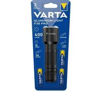 VARTA Lampe Torche LED incl. 2x Piles AAA, Aluminium Light F30 Pro, lampe de poche à trois modes d'éclairage, lumière avec corps en aluminium, poignée texturée, antichoc, Noir