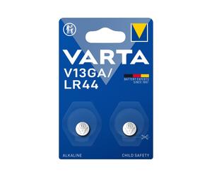 Varta 04276 - Lot de 2 Piles Bouton Alcalines LR44 1.5V 155mAh - Dimensions 11.6mm x 5.4mm - Type V13GA - Usage Unique