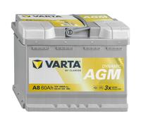 VARTA A8 Batterie auto AGM 12V 60Ah 680A droite 242x175x190 mm