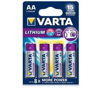 Varta AA lithium batterijen 1,5V 2900mAh - Pack de 4 piles longue durée pour appareils haute consommation