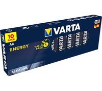 VARTA Piles AA, lot de 10, Energy, Alcalines, 1,5V, emballage recyclé à 80%, pour des besoins de base simples, Made in Germany