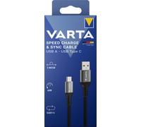 VARTA Câble USB-A Vers USB-C Charge Rapide 60W Sync Nylon Noir 2 m