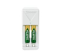 VARTA Chargeur de Piles, incl. 2X AAA 800mAh, chargeur pour piles rechargeables, charge 2 AA/AAA simultanément, Mini Charger