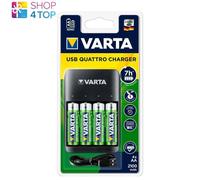 VARTA Chargeur Piles USB Quattro 57652 AA/AAA avec 4x Piles AA Rechargeables