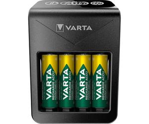VARTA Chargeur pour 2/4 AA/AAA, 1x 9V, LCD Plug Charger+ | pour piles rechargeables NiMH, prise EU, 1x USB-appareil, noir, Incl. 4x AA 2100 mAh