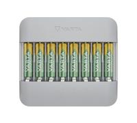 VARTA Chargeur pour 8 AA/AAA, Eco Charger Multi Recycled | pour piles rechargeables NiMH, 75 % de matière recy Incl. 8x AAA 2100 mAh, protection surcharge et inversion polarité