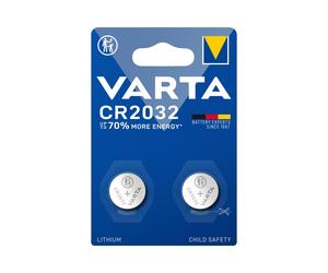 Varta CR2032 - Pile bouton Lithium 3V 230mAh - Dimensions 20mm x 3.2mm - Poids 3g - Conditionnement Blister 2 unités - Réf. Varta 06032-101-402