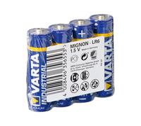 Varta Industrial LR6, Pack de 4 Piles Alcalines AA 1.5V, Dimensions 14.5x14.5x50.5mm, Diamètre 1.45cm, Poids 23.3g, Référence 04006-211-354