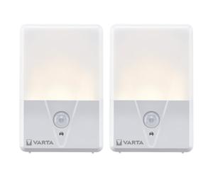 VARTA Lampe de Nuit avec détecteur de mouvement LED, lot de 2, non équipées, Motion Sensor Night Light Twin Pack, lumière, fonctionne avec 3 piles AAA, mise hors tension automatique