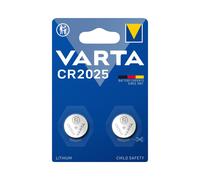 Varta Lithium CR2025, pile bouton 3V, 2 unités, dimensions 20x2.5mm, poids 2.5g, usage unique, conditionnement blister
