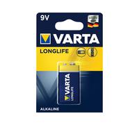 Varta Longlife Extra Pile 9V Alcaline Usage Unique, Hauteur 48.5mm, Poids 46g, Format Prismatique, Référence 04122-101-411