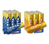 VARTA Longlife Power AAA Micro LR03 Alkaline Battery (10-Pack) - Made in Germany & Longlife AA Mignon LR06 Alkaline Batteries (10-Pack) - Ideal for Remote Controls, radios, Alarm Clocks and Clocks