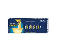 Varta Lot de 10 Piles AA Alcaline 1.5V - Type 4106 - Usage Unique - Dimensions 14.5mm x 50.5mm - Facteur de Forme Cylindrique - Poids unitaire 23.3g