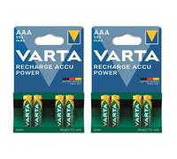 Varta Lot de 2 Blisters de 4 Piles RECHARGE ACCU Power 550 mAH AAA Micro NiMH