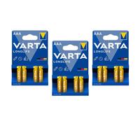 VARTA Lot de 3 Blisters de 4 Piles Longlife 4103 AAA Micro LR03