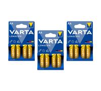 VARTA Lot de 3 Blisters de 4 Piles Longlife 4106 AA Mignon LR6
