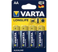 VARTA Lot de 4 piles LONGLIFE Mignon AA LR6 1,5 V 2600 mAh (4 pièces)