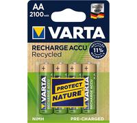 Varta Lot de 4 piles NiMH Recycled Accumulateur Rechargeable AA 2100 mAh