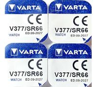 VARTA Lot de 4 Piles oxyde argent pour montres, V377 (SR66), 1,55 Volt