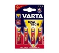 Varta Max Tech Piles AAA - 4 Pack alcalin 1.5 V Batterie Non-ricaricabile