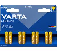VARTA Pile Alkaline Micro AAA LR03 1.5V Longlife | Paquet (8 pièces)