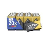 VARTA Piles 9V, Lot de 20, Power on Demand, alcalines | 6LP3146 9 V, Made in Germany, conservation jusqu'à 10 ans, pour détecteur de fumée, détecteur incendie, détecteur incendie