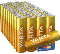 VARTA Piles AA, lot de 40, Longlife, Alcalines, 1,5V, pour télécommandes, radios, horloges, Made in Germany
