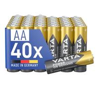 VARTA Piles AA, Lot de 40, Power on Demand, alcalines, 1,5 V | Mignon-Piles LR6, Made in Germany, conservation jusqu'à 10 ans, pour accessoires informatiques, appareils smart home