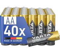 VARTA Piles AA, Lot de 40Vorratspack, Power on Demand, alcalines, 1,5 V | Mignon-Piles LR6, Made in Germany, conservation jusqu'à 10 ans, pour accessoires informatiques, appareils smart home