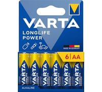 Piles AA - Varta - Longlife Power - Alcalines - Lot de 6 - Fabriqué en Allemagne
