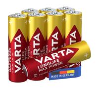VARTA Piles AA, lot de 8, Longlife Max Power, Alcalines, 1,5V, adaptées aux appareils photo numériques, contrôleurs, tensiomètres, Made in Germany