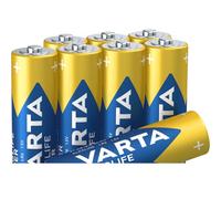 VARTA Piles AA, lot de 8, Longlife Power, Alcalines, 1,5V, adaptées aux jouets, souris sans fil, lampes de poche, Made in Germany