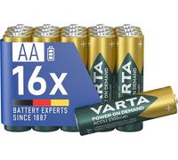 VARTA Piles AA, rechargeables, lot de 16, Recharge Accu Power on Demand, batterie rechargeable, 2100 mAh Ni-MH, sans effet mémoire, préchargées, prêtes à l'emploi