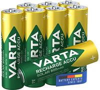 VARTA Piles AA, rechargeables, lot de 8, Recharge Accu Solar, 800 mAh Ni-MH, prêtes à l'emploi, développées pour les lampes solaires de jardin