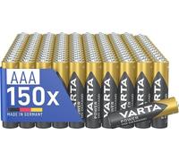 VARTA Piles AAA, lot de 150, Power on Demand, Alcalines, 1,5V, pack de stockage, pour accessoires informatiques, smart home, lampes de poche, Made in Germany