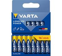 VARTA Piles AAA, lot de 16, Longlife Power, Alcalines, 1,5V, emballage recyclé à 90%, adaptées aux jouets, souris sans fil, lampes de poche, Made in Germany