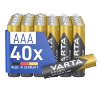 VARTA Piles AAA, Lot de 40, Power on Demand, alcalines, 1,5 V | Micro-Piles LR03, Made in Germany, conservation jusqu'à 10 ans, pour accessoires informatiques, appareils smart home