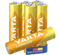 VARTA Piles AAA, lot de 6, Longlife, Alcalines, 1,5V, pour télécommandes, radios, horloges, Made in Germany