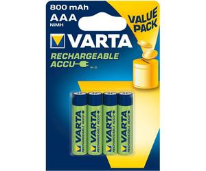Varta piles AAA rechargeables 800mAh - pack de 4 piles NiMH sans effet mémoire