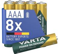 VARTA Piles AAA, rechargeables, lot de 8, Power on Demand, 1000 mAh Ni-Mh, préchargées, prêtes à l'emploi